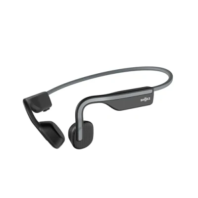 Abbildung von SHOKZ OpenMove Knochenschall Kopfhörer, Open Ear Sport Bluetooth Ohrhörer mit Noise Cancelling Mikrofon, IP55 wasserdichtes kabelloses Headset zum Laufen, 6 Stunden Spielzeit, Aufklebern, Grau