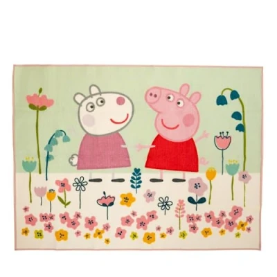 Abbildung von Franco Peppa Pig &amp; Suzie Kinderzimmerteppich, rutschfest, 175,3 x 132,1 cm, offizielles Lizenzprodukt