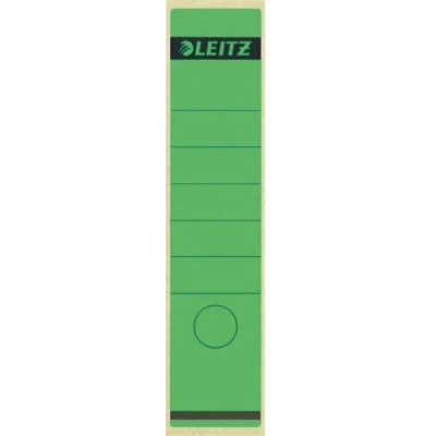 Abbildung von Leitz Rückenschild selbstklebend für Standard und Hartpappe Ordner, 100 Stück, 80 mm Rückenbreite, Langes breites Format, 62 x 285 mm, Papier, grün, 16401055