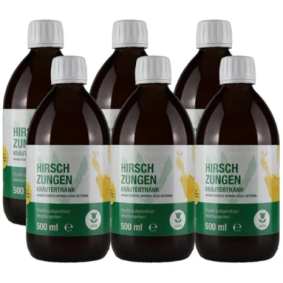 Abbildung von 6 X Hirschzungenkräutertrank 0,5 Liter nach Hildegard von Bingen Kurpackung