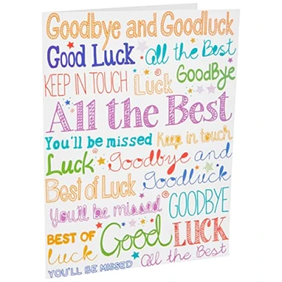Abbildung von Piccadilly Greetings Group Ltd Sloane Graphics Abschiedskarte Goodbye and Good Luck, 298 mm x 222 mm, Braun, Grün, Rot, Beige