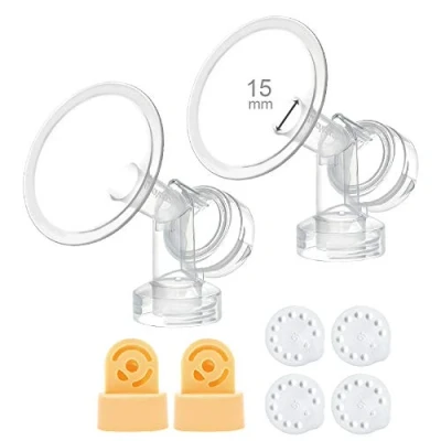 Abbildung von Maymom Einteilige Brusthaube mit Ventilkopf und Ventilmembrane kompatibel Medela Milchpumpen; hergestellt von Maymom(Brusthaube 15mm; Brustwarze Durchmesser),2pcs