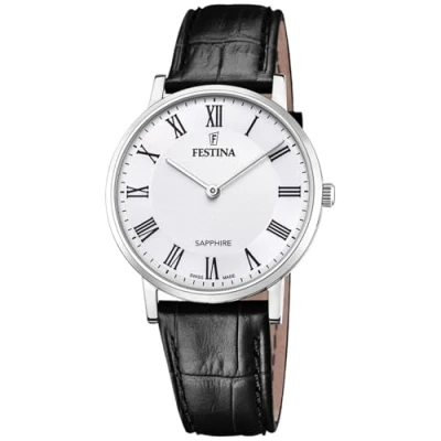 Abbildung von Festina Quarzuhr Swiss Made, F20012/2, Armbanduhr, Herrenuhr, Damenuhr, Lederarmband, Saphirglas