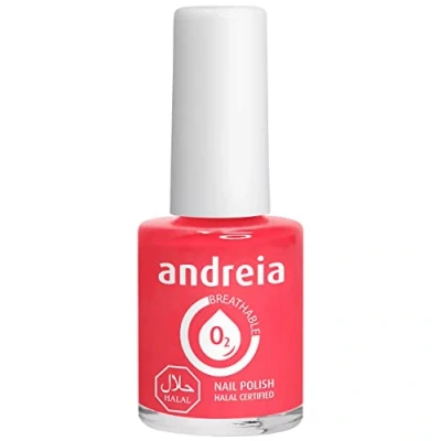 Abbildung von Andreia Nagellack Halal Atmungsaktiv Luft Wasser Durchlässig Ungiftig Farbintensiv Naturkosmetik Farbe B16 Koralle Schattierungen von Rosa 10.5 ml