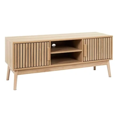 Abbildung von HOME DECO FACTORY, HD0088, Niedriges TV Gerät, Modell Klaus, Natural Crush Collection, Zeitgenössische Möbel, 117 x 48 40 cm, Braun
