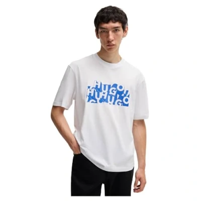 Abbildung von HUGO Nafralo Tshirt print, Herren, Größe: Medium, White
