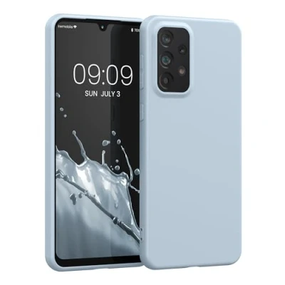 Abbildung von kwmobile Hülle kompatibel mit Samsung Galaxy A33 5G weiches TPU Silikon Case Cover geeignet für kabelloses Laden Hellblau matt
