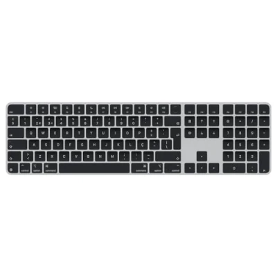 Abbildung von Apple Magic Keyboard mit Touch ID und Ziffernblock für Mac Modelle Chip Portugiesisch Schwarze Tasten ​​​​​​​