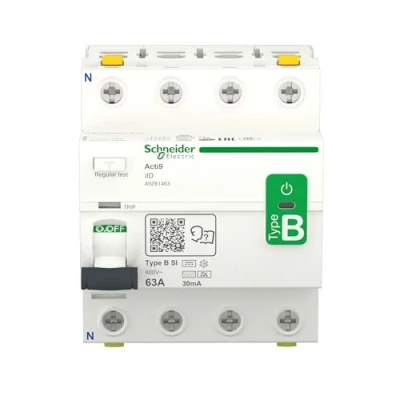 Abbildung von Schneider Electric Fehlerstrom Schutzschalter IID 4P 63A 30MA TYP B SI, A9Z61463