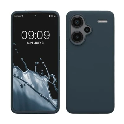 Abbildung von kwmobile Hülle kompatibel mit Xiaomi Redmi Note 13 Pro+ 5G / Pro Plus Silikon Handy Case Handyhülle weiche Oberfläche kabelloses Laden Dunkler Schiefer