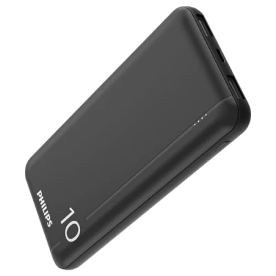 Abbildung von PHILIPS Powerbank mit 10000 mAh, Dual USB A und C Eingangsanschlüssen, Schwarz