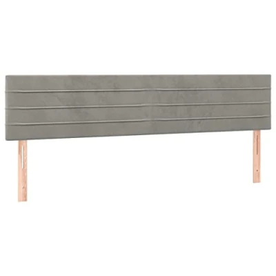 Abbildung von vidaXL Kopfteil 2 STK., Bettkopfteil mit Holzbeinen, Höhenverstellbar Polsterkopfteil für Bett, Betthaupt Bettzubehör Schlafzimmer, Hellgrau 80x5x78/88cm Samt