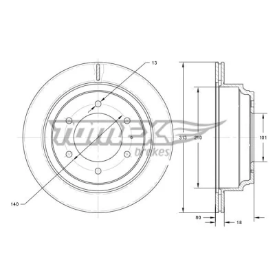 Abbildung von Bremsscheibe TOMEX Brakes TX 73 70