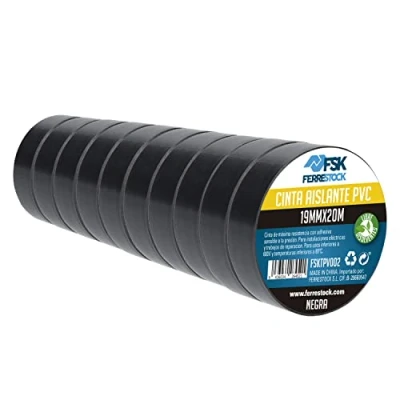 Abbildung von ferrestock fsktpv002 Isolierband, schwarz, 19 mm x 20 m (10er set)