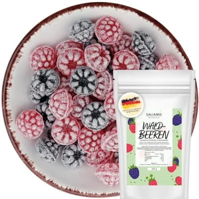 Abbildung von Saliamo 200g Frucht Bonbon Himbeer Brombeer Bonbons Retro Fruchtbonbons wie früher Jahrmarkt Deutsche Manufaktur