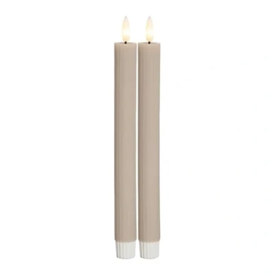 Abbildung von LED Kerze Flamme Stripe, beige, 25 cm Wachs Batterie 2er Set