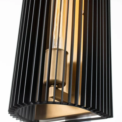 Abbildung von Elstead Lighting QN LINARA1 BK QUINTIESSE Wandleuchte Linara E27 1x40W Stahl, Messing schwarz; L:14.5cm H:43.2cm B:18.4cm dimmbar