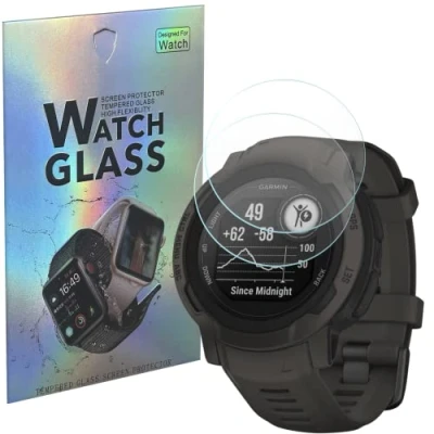 Abbildung von Schutzfolie kompatibel met Garmin Instinct 2/Instinct 2 Solar [2 Stück] Schutzglas Hartglas Panzerglas Displayschutzfolie Panzerglasfolie PHONILLICO
