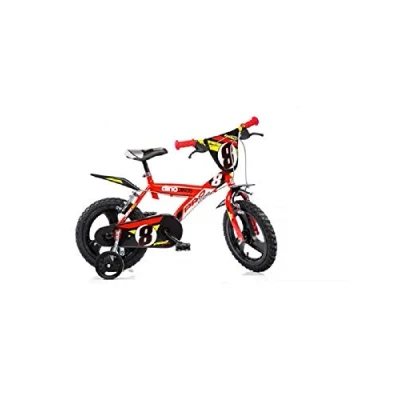Abbildung von Dino Kinderfahrrad &quot;Mountainbike 14 Zoll&quot;, 1 Gang, mit Stützrädern, Frontschild und coolen Schutzblechen