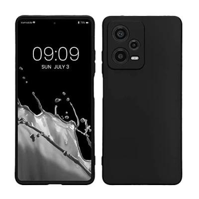 Abbildung von kwmobile Handyhülle kompatibel mit Xiaomi Redmi Note 12 Pro 5G Hülle Handy Case aus weichem Silikon in Schwarz matt