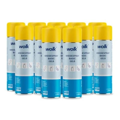 Abbildung von 12x Kreidespray basic gelb 500 ml kurzhaltende Bodenmarkierungen pflanzenverträglich wasserlöslich temporäre Boden Markierungen bis zu 100m Markierungsweg bei 5cm Strichbreite Spraydose