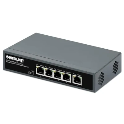 Abbildung von INTELLINET 562010 Switch 5 Ports Poe++ mit 4 Gigabit und einem RJ45 Port Uplink Schwarz