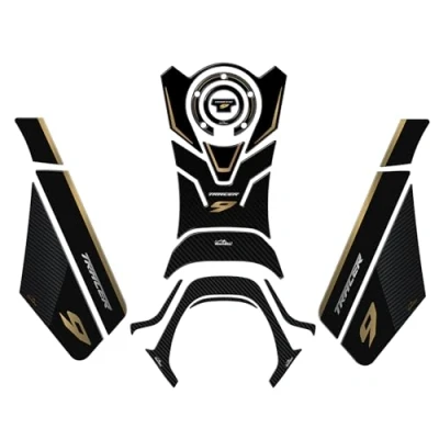Abbildung von Resin Bike Kit Aufkleber Motorrad Kompatibel Mit Yamaha Tracer 9 GT 2021 2023 Gold. Schutz Tank Schutzfolie vor Stößen und Kratzern. Aufklebersatz 3D Harzklebstoff Stickers