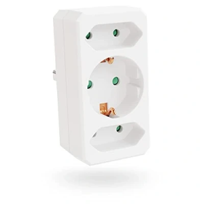 Abbildung von greate. 3fach Steckdosenadapter bis 3500W 3er Mehrfachsteckdose ohne Kabel 3 fach (Erhöhter Berührungsschutz)