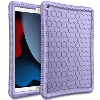 Abbildung von Fintie Silikon Hülle für iPad 10,2&quot; Zoll 2021/2020 / 2019 (9. 8. und 7. Generation) [Bienenstock Serie] Leichte rutschfeste Stoßfeste Schutzhülle Tasche Case Cover, Violett