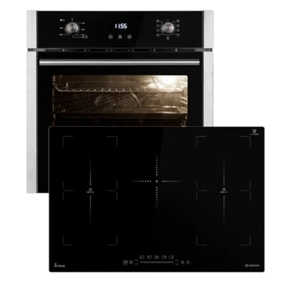 Abbildung von Autarkes Herdset 60cm Einbaubackofen EB8005ED 77cm Induktionskochfeld IH87705FZ Pizzafunktion Grill Umluft Heißluft Automatik Timer 2 fach Wärmeschutzverglasung SET8005IH77FZ
