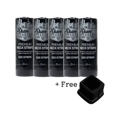Abbildung von The Shave Factory Nackenstreifen für Friseure 5 Rollen mit 100 Streifen Wasserlinsen Nackenschutz eine angenehme Rasur oder einen bequemen Haarschnitt (1, Black)