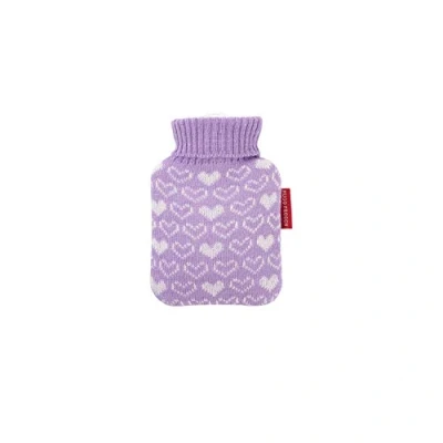 Abbildung von Mini Wärmflasche 0,2 l mit Strickbezug lila Herzen 1 St