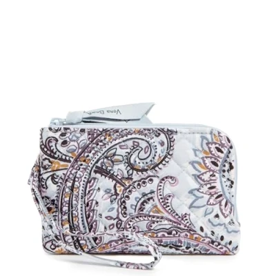 Abbildung von Vera Bradley Ausweishülle aus Baumwolle mit doppeltem Reißverschluss und RFID Schutz, Soft Sky Paisley, Einheitsgröße
