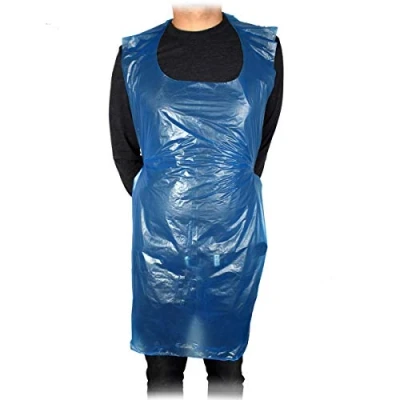 Abbildung von Triplast Einweg Schürzen aus Kunststoff für Erwachsene 100 Stück PVC blaue flach verpackt