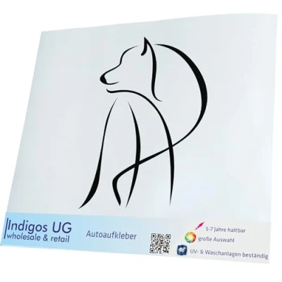 Abbildung von INDIGOS UG Aufkleber Autoaufkleber JDM Die Cut Auto 200x150 mm Hund schwarz Heckscheibe Heckscheibenaufkleber Sticker Tuning