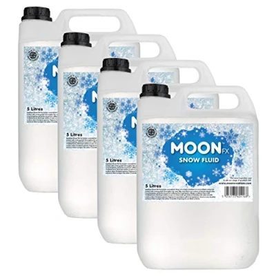 Abbildung von MoonFX M04175 Professional Snow Fluid 20L (4 x 5 Liter) Pro Fluid, das flauschige, weiße Schneeflocken auf Schaumbasis erzeugt