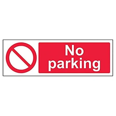 Abbildung von vsafety 52012 Spieluhr ax s &quot;No Parking&quot; Verbot Zugang Schild, selbstklebend, Landschaft, 300 mm x 100 mm, rot