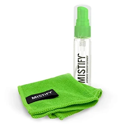 Abbildung von Mistify Bildschirmreiniger 40ml Natürliches Reinigungsspray mit Mikrofasertuch. Ideal für Computer, Tastaturen, Laptops einschließlich MacBook. Befreien Sie Sich von Einwegwischtüchern.