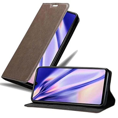 Abbildung von Cadorabo Hülle kompatibel mit Huawei Mate 20 aus Premium Kunst Leder Flip Klappbare Stoßfeste Magnetische [Standfunktion] [Kartenfächern] Cover für Tasche in Braun