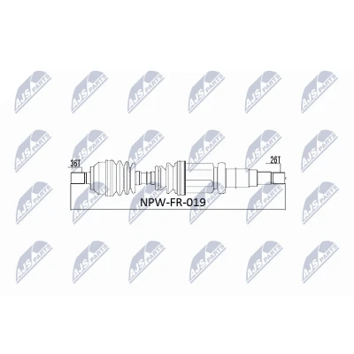 Abbildung von NTY NPW FR 019 Antriebswelle Vorderachse Schaltgetriebe FORD: Focus 2 Schrägheck, C Max, Kombi, VOLVO: V50, C30, S40 II