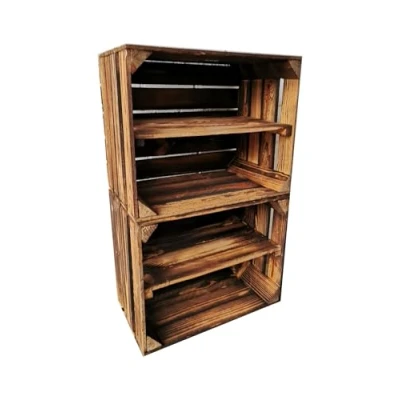 Abbildung von Alte geflammte Obstkisten/Holzkisten in vielen Variationen Ideal zum Möbelbau oder zur Aufbewahrung Sehr massiv und stabil verarbeitet (2er Set Boden Lang)