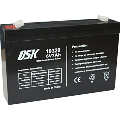 Abbildung von DSK 10320 Versiegelte wiederaufladbare AGM Bleibatterie 6V mit 7Ah. Ideal für Auto und Elektromotorräder Kinder, Motorroller, USV Systeme, Sicherheits Kommunikationssysteme…