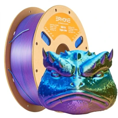 Abbildung von ERYONE Dreifarbiges Seiden PLA Filament 1.75mm,Seidiges Mehrfarbiges für 3D Drucker +/ 0,03 mm,Co Extrusion 1 kg/Spule, Gold&amp; Blau&amp; Lila