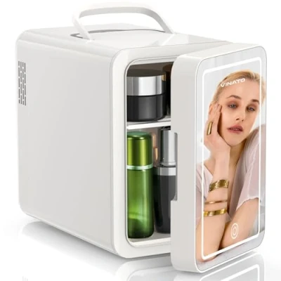 Abbildung von VINATO 6L Mini Kühlschrank mit LED Spiegel Kosmetikkühlschrank für Hautpflege, Kühlbox Elektrisch Auto &amp; Haus, Kühl /Heizfunktion