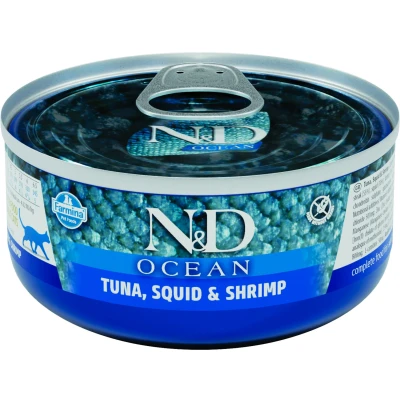 Abbildung von N&amp;D Ocean Nassfutter für Katze Thunfisch mit Tintenfisch 70 g pro 24 Stück