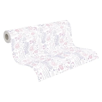 Abbildung von A.S. Création Vliestapete &quot;Little Love&quot;, floral botanisch, Kinderzimmertapete Tapete Blumen Lila Rosa Weiß
