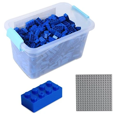 Abbildung von Katara Konstruktionsspielsteine Bausteine Box Set mit 520 Steinen + Platte Box, (3er Set), Blau, 100% Kompatibel Sluban, Papimax, Q Bricks, LEGO®