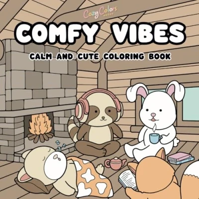 Abbildung von Comfy Vibes: Bold &amp; Easy Coloring Book for Adults and Teens, Simple Designs of Cute Animals Relaxation