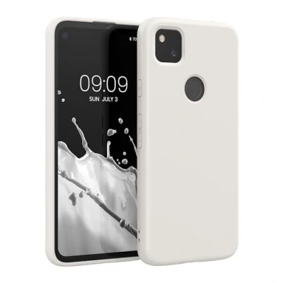 Abbildung von kwmobile Hülle kompatibel mit Google Pixel 4a gummierte TPU Silikon Handyhülle Schutzhülle für kabelloses Laden Case in Weiß