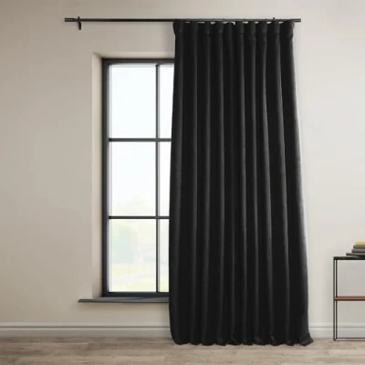 Abbildung von HPD Half Price Drapes Verdunkelungsvorhänge aus Leinenimitat, 244 cm lang, extrabreit, luxuriöse Leinenvorhänge für Schlafzimmer und Wohnzimmer (1 Paneel), 254 x cm, Essential Black